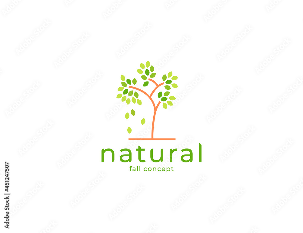 Elegant plant, tree, or floral foliage logo design with fall concept