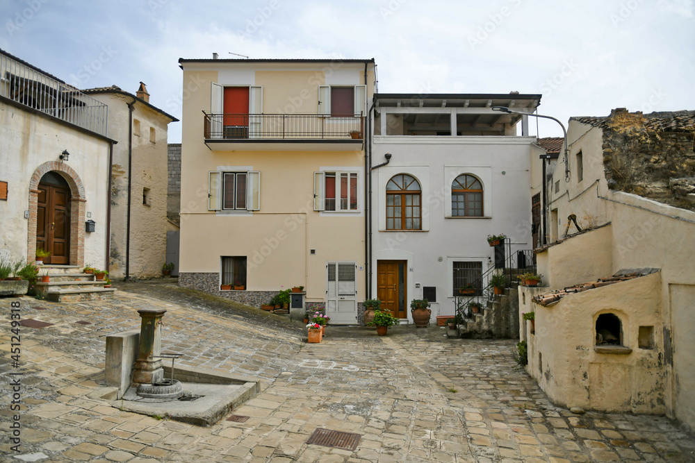 A square in the historic center of Aliano, a old town in the Basilicata region, Italy.