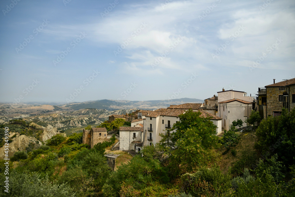 Panoramic view of Aliano, a old town in the Basilicata region, Italy.