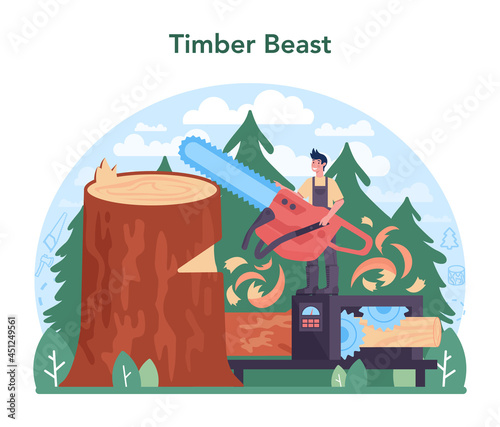 Timber industry and wood production concept. Logging