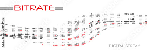 Bitrate, digital stream. Vector graphics with binary code