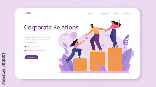 Corporate relations web banner or landing page. Business ethics.