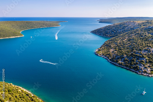 An aerial view of Rasa bay, Istria, Croatia