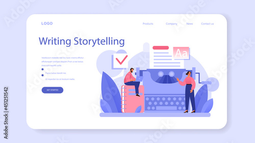 Storytelling web banner or landing page. Professional speechwriter