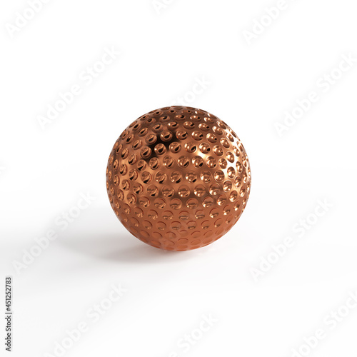 bronze golf ball isolated on white background