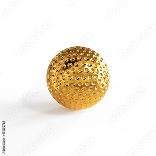 gold golf ball isolated on white background