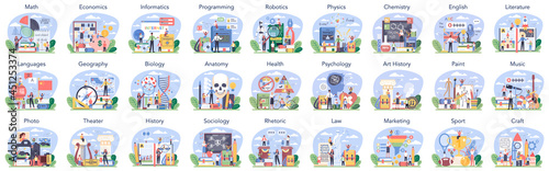 Big school subject or educational class set.