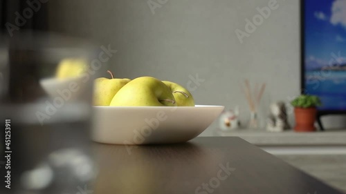 Woman grab an apple, healthy food concept footage