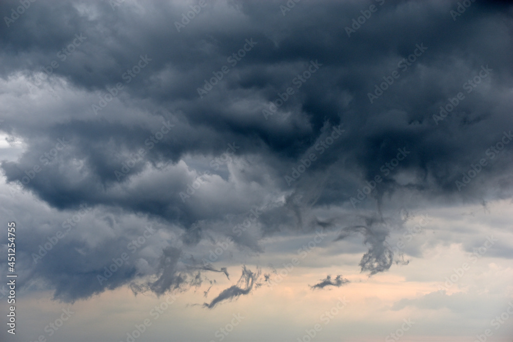 Storm hurricane blue leaden torn clouds on the horizon Storm hurricane blue leaden torn clouds on the horizon