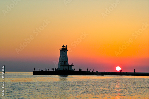 Ludington Lighthouse on lake Michigan 