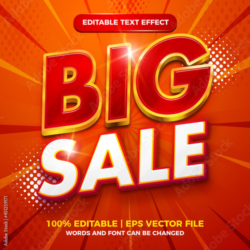 big sale editable text effect red luxury gold 3d template style