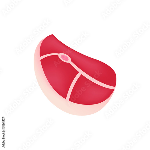 Vector emoticon illustration of a piece of meat. Cut of Meat vector isolated flat illustration.