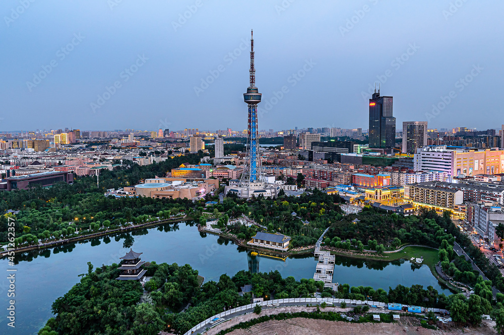 Architectural landscape of Jilin Radio and TV Tower in Changchun, China