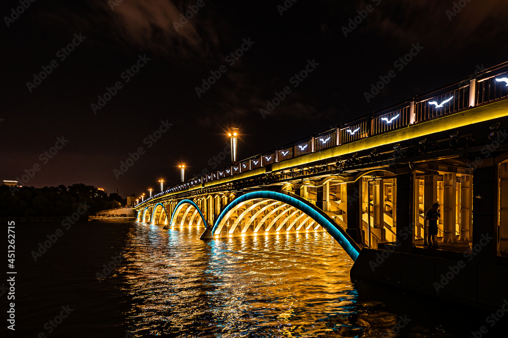 Night view of Nanhu Bridge in Changchun, China