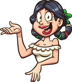 Cartoon woman torso with a typical Mexican attire. Vector clip art illustration with simple gradients. All on a single layer. 

