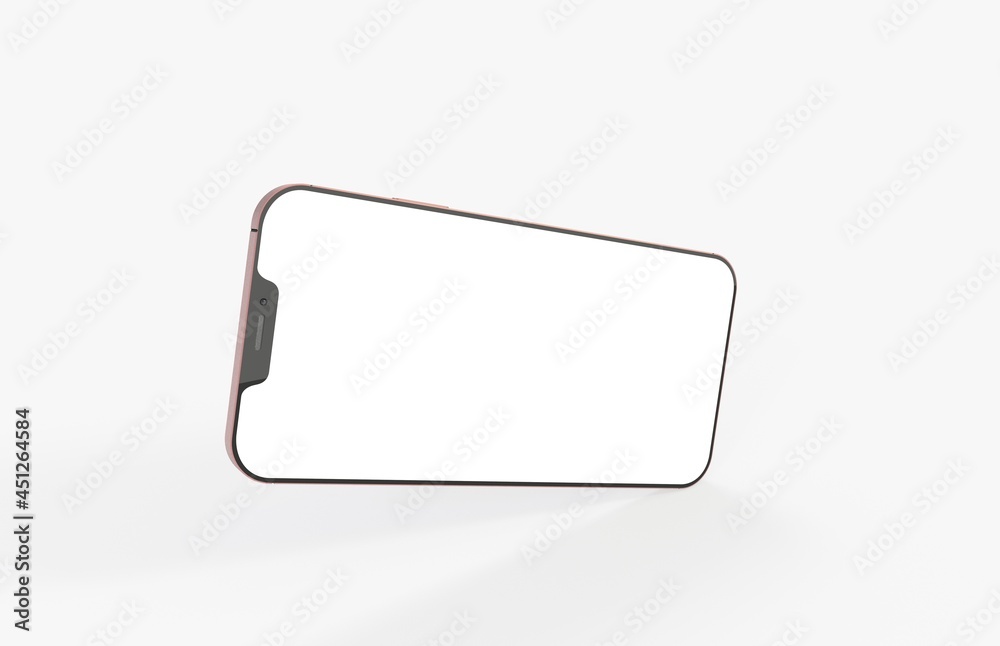 Modern glass smartphone hanging over the table