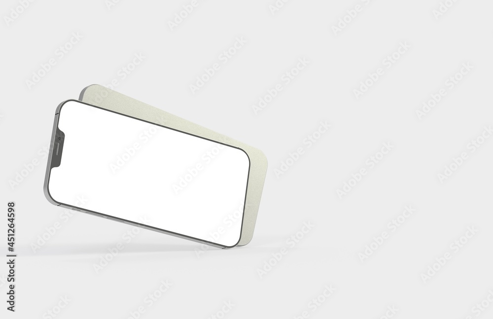 Modern glass smartphone hanging over the table Modern glass smartphone hanging over the table