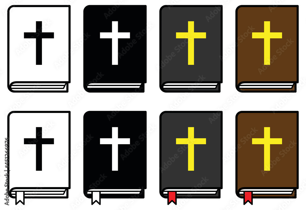 Fototapeta premium Bible Cover Clipart Set - Outline and Silhouette