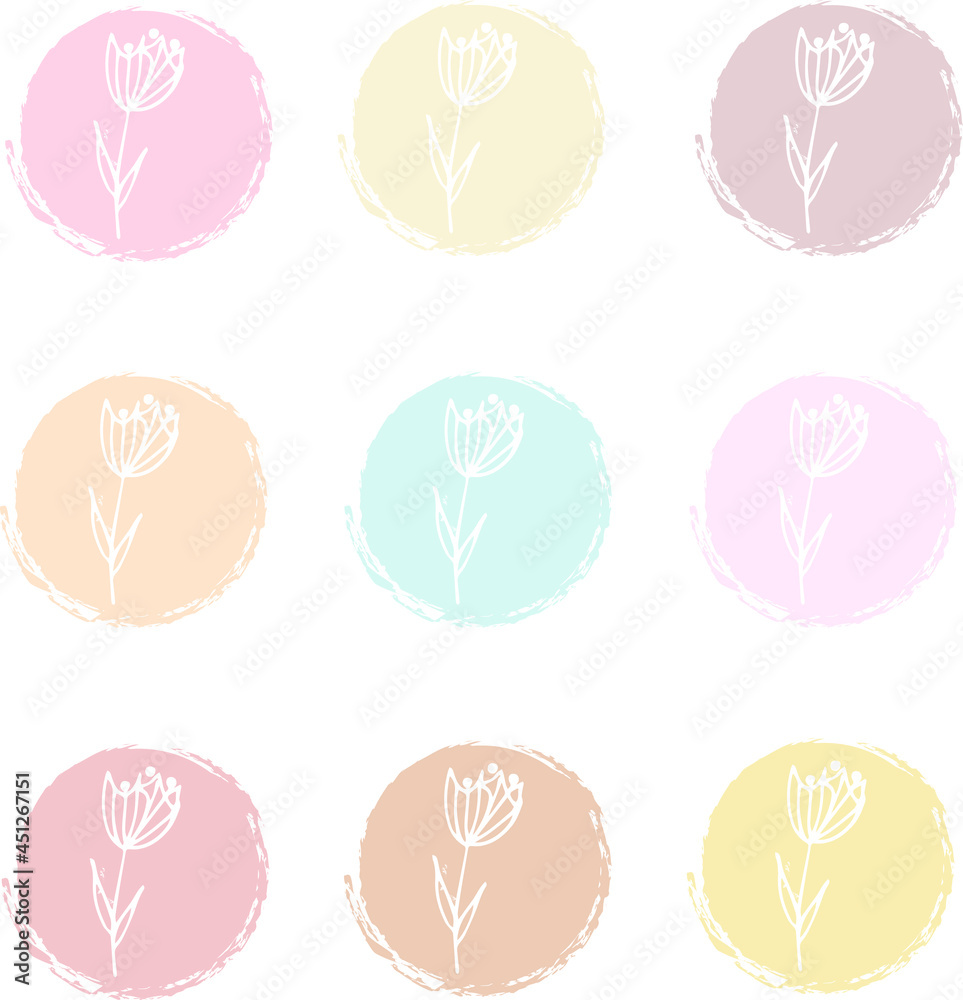 Floral social media coverts set vector. Flowers and abstract shapes Instagram highlights icons vector. Social media icons vector.
