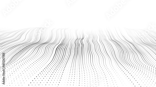 Futuristic technology. Digital cyberspace. Abstract vector wave with moving particles. Big data analytics.