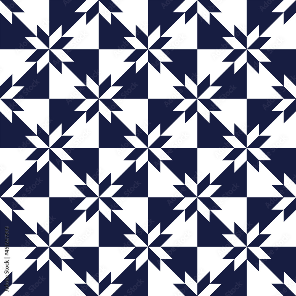 Seamless nautical themed pattern with stars and geometric shapes decoration 