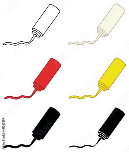 Condiment Bottle being Squeezed Clipart Set - Ketchup, Mustard, Mayonnaise