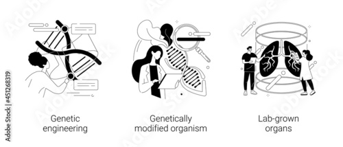 Bioengineering abstract concept vector illustrations.