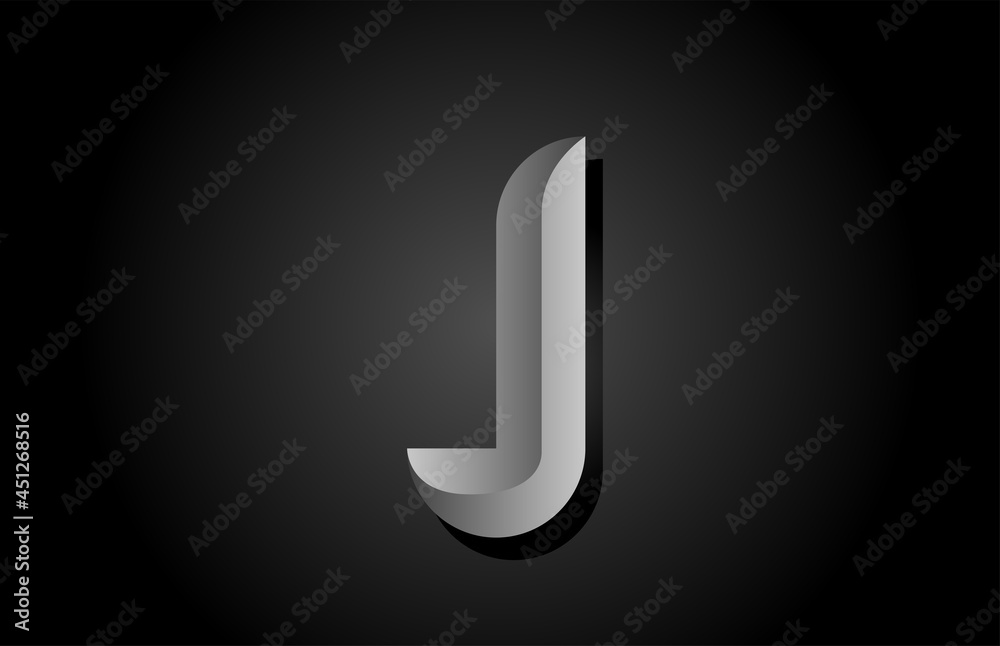 black grey gradient J alphabet letter icon logo. Creative design concept for company and business template black grey gradient J alphabet letter icon logo. Creative design concept for company and business template