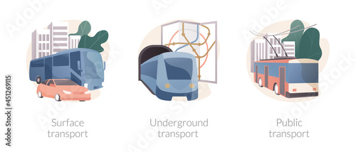Public transport system abstract concept vector illustrations.