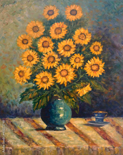 Original oil painting The sunflowers