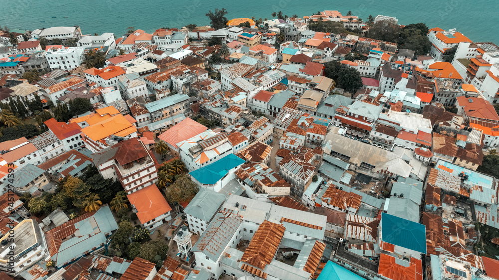 Aerial view of Zanzibar Island in Tanzania.