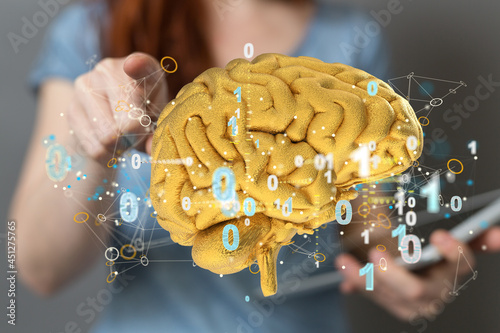 Abstract brain form lines a...