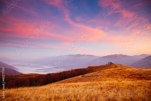 Awesome view of the colorful valley in the evening.