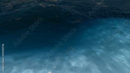 Dark blue background sea waves 3d render © Annuitti