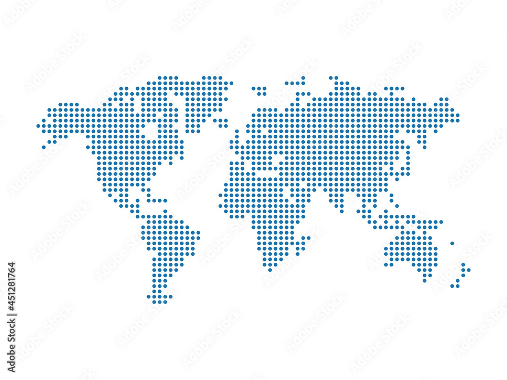 Dotted World map.  Earth illustration. Vector isolated on white background.