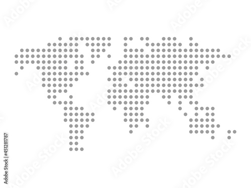 World map with dotted shapes. Earth illustration. Vector isolated on white background.