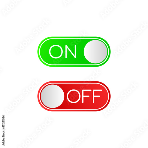 Toggle switch, On and Off position. Switches in flat design. Vector illustration