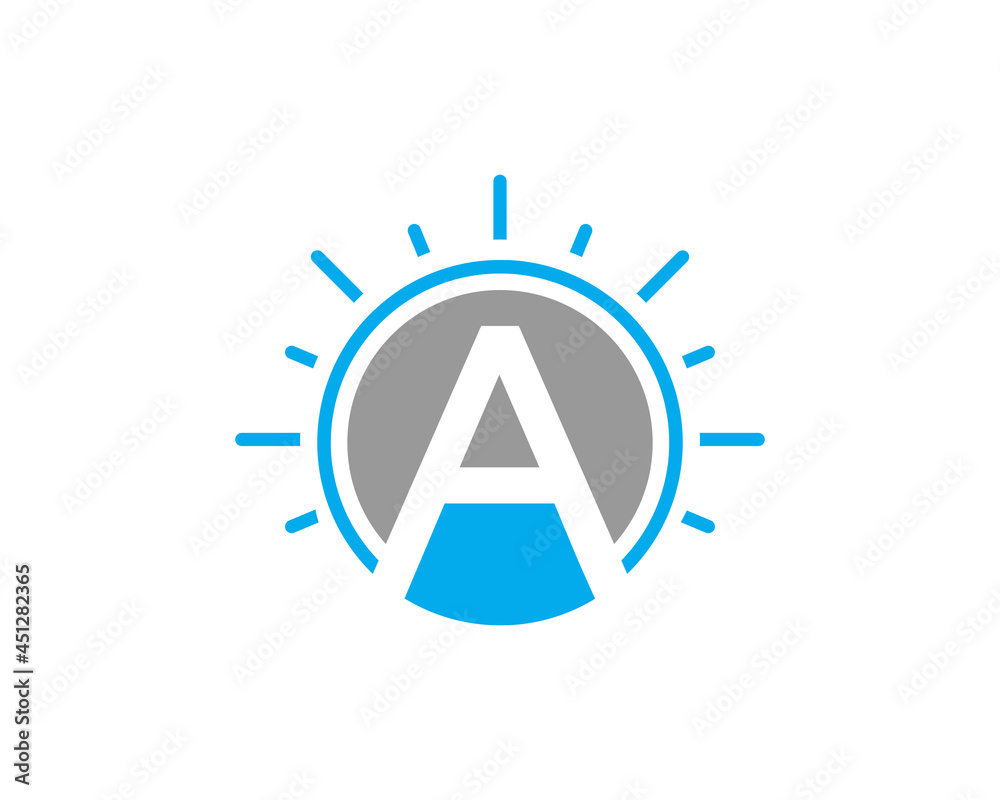 Letter A circle shape initial with idea element logo icon design template. Letter A circle shape initial with idea element logo icon design template.