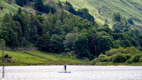 Paddle boarding on lake