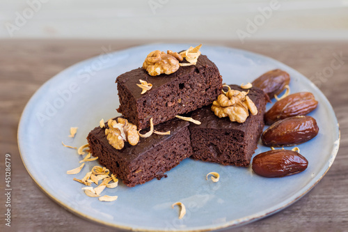 Healthy Sugar Free Chocolate Chick Peas Brownie with Dates 
 Homemade Gluten Free Vegan  Brownie 