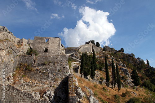 Kotor Fortress at Lovcen Mountain in Kotor  Montenegro. Kotor is part of the UNESCO World Heritage Site.