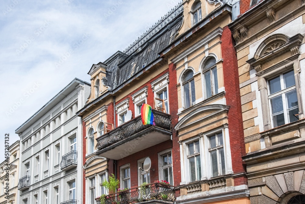 Flag Rainbow on the balcony Pride community on LGBT people