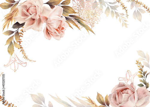 Greeting card with autumn dry flowers, can be used as invitation card for wed...
