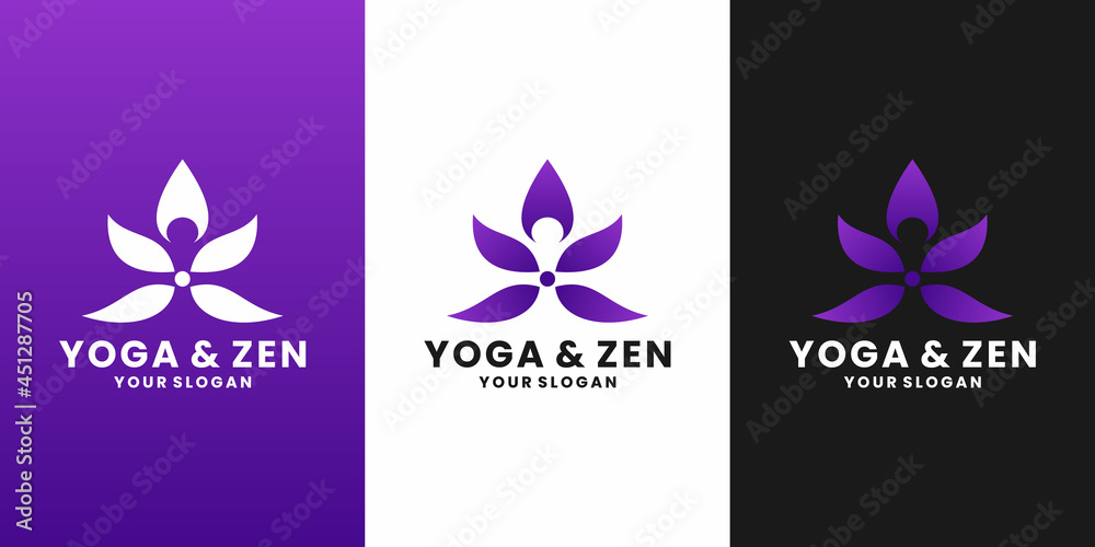 minimalist yoga logo design vector with lotus gradient color minimalist yoga logo design vector with lotus gradient color