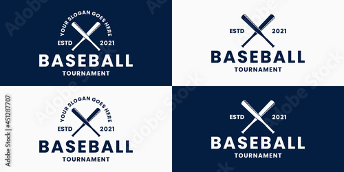 set baseball sport logo design badge retro style