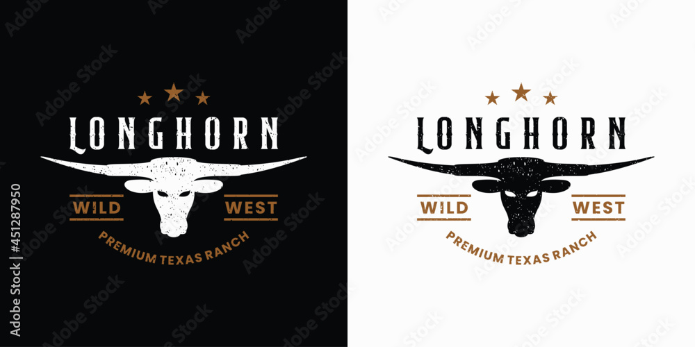 Vintage Texas Longhorn Logos Poster Longhorn Buffalo, Cow, Logo Design