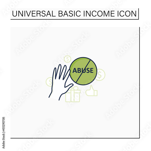 Ending abuse color icon. Stop exploitation. Universal basic income concept. Isolated vector illustration