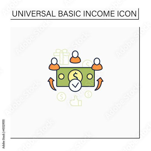 Universal payment color icon. Lump sum people payment. Cash for everyone. Basic income concept. Isolated vector illustration