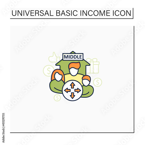 Dilative class color icon. Expanding middle class. Rise in living standards. Increase employee number. Universal basic income concept. Isolated vector illustration