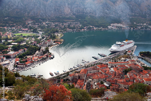 Bild auf Leinwand View of Kotor Old Town from Kotor Fortress in Kotor, Montenegro
